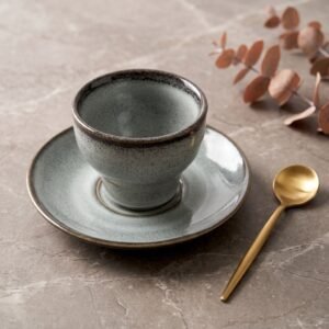 Set de 6 — Pocillo espresso 120 ml + platillo 13 cm — Cenizas de Pompeya